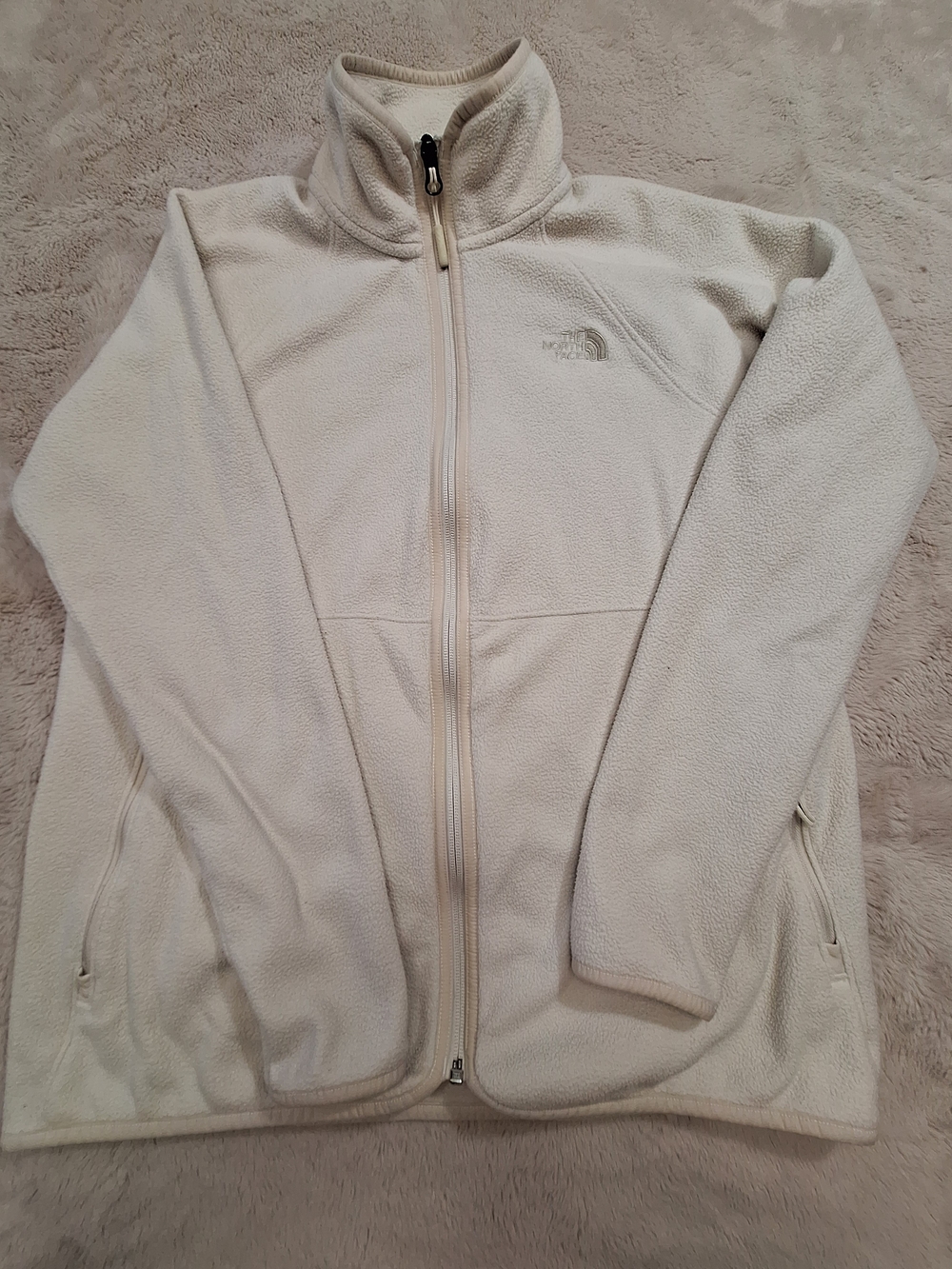 The North Face Women's Full Zip Fleece Jacket White & Beige Size Medium